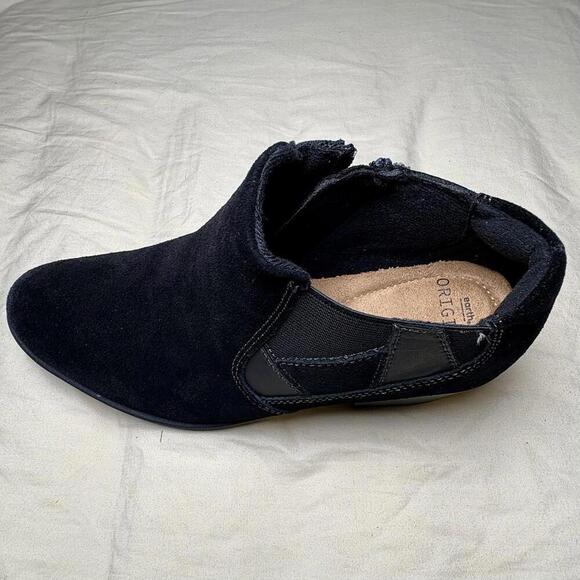 EARTH ORIGINS Christine Women’s Leather Suede Booties Black Sz 7 New Box - Picture 2 of 7
